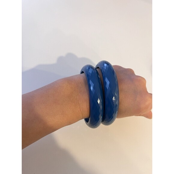 Furla Bangle Bracelet Teal Blue 3 A Set Made In Italy - Picture 2 of 6